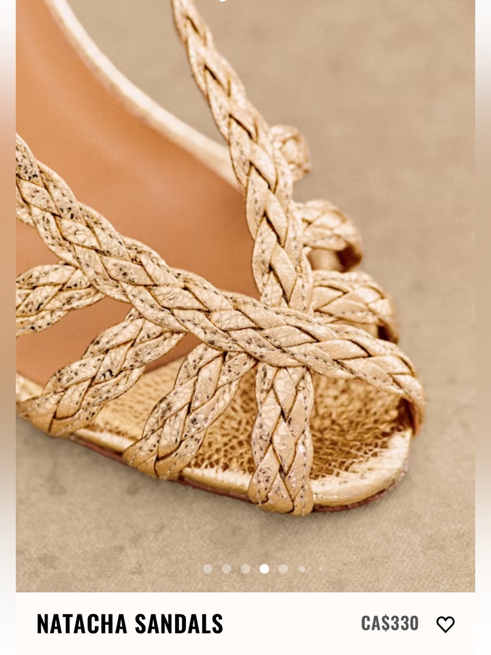 Sezane Natacha Low Sandals in Cracked Gold